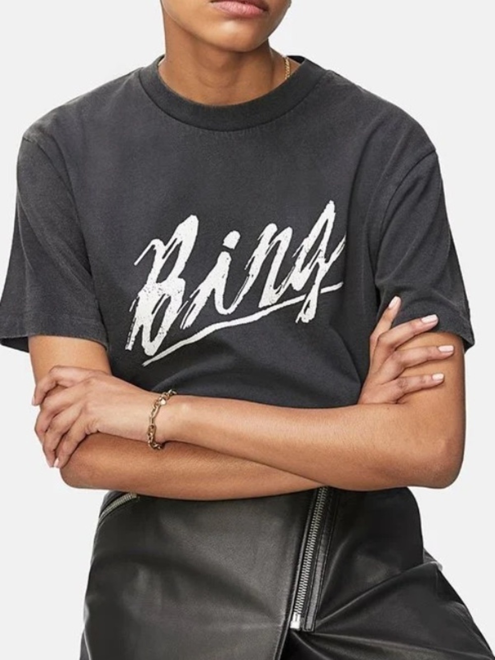 NWT Anine Bing - Lili Basic Bing Tee in Vintage Black Size M - Picture 4 of 10
